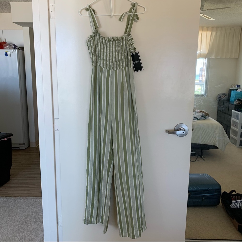 Green and White Striped Jumpsuit NWT